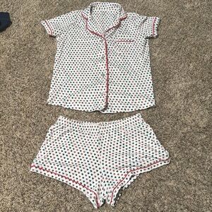 Roller rabbit Christmas pajamas. With stain near button